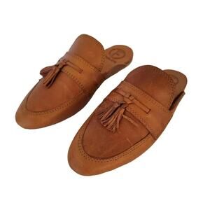 Flavio Orte Mexican Leather Mule Shoes Camel Tan Women Size 4 Slip On